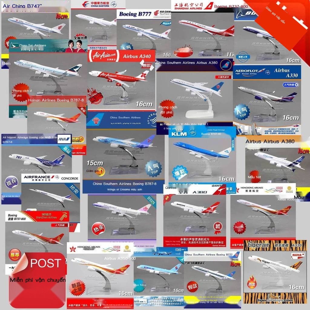 Mô Airbus A380 Southern Boeing B777 B747 của China Eastern Airlines, mô hình máy bay A320 A330 bằng