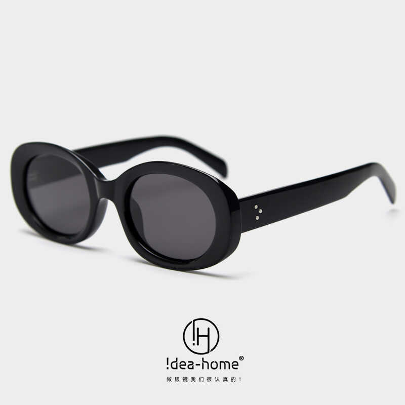 D5022 Retro Hình Bầu Dục Thời Trang Chụp Ảnh Đường Phố Kính Mát Phân Cực Phong Cách Xanh Dày Khung K