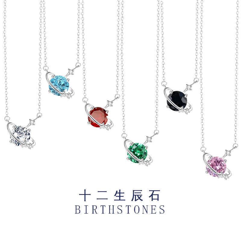 Vòng cổ bạc 925 với mười hai ngôi sao đá sterling và zircon xanh, phù hợp phong cách biển xanh