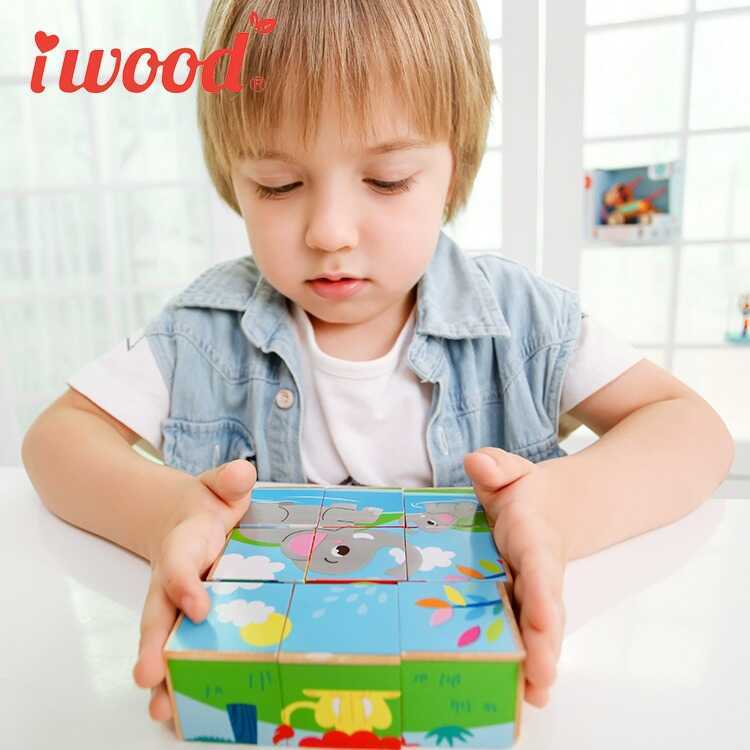 Chơi Bằng Gỗ Gia Đình iwood Trẻ Em Xếp Hình 1-3 Tuổi Đồ Chơi Giáo Dục Bằng Gỗ Giáo Dục Sớm 9 Chiếc T