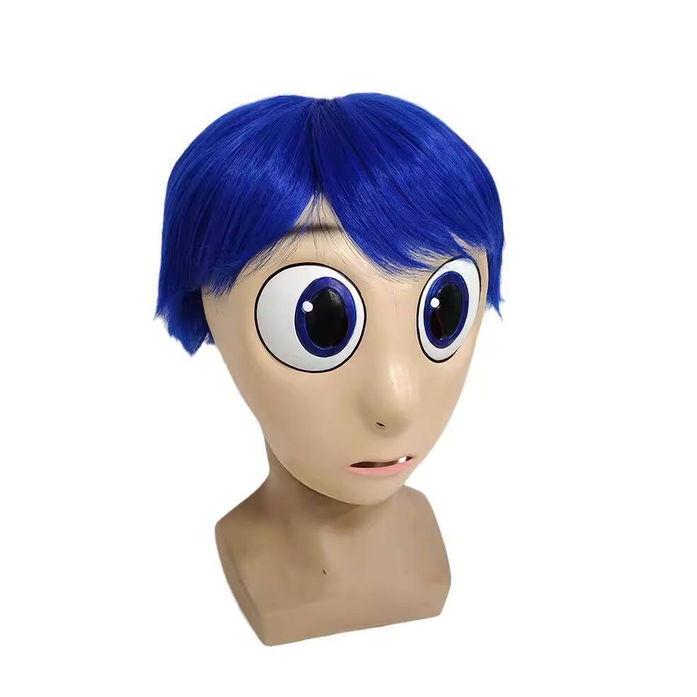 (HÀNG HOT) Mũ Lele Cosplay Nhập vai Inside Out 2, tóc giả xanh, mặt nạ latex, mũ đội đầu Halloween