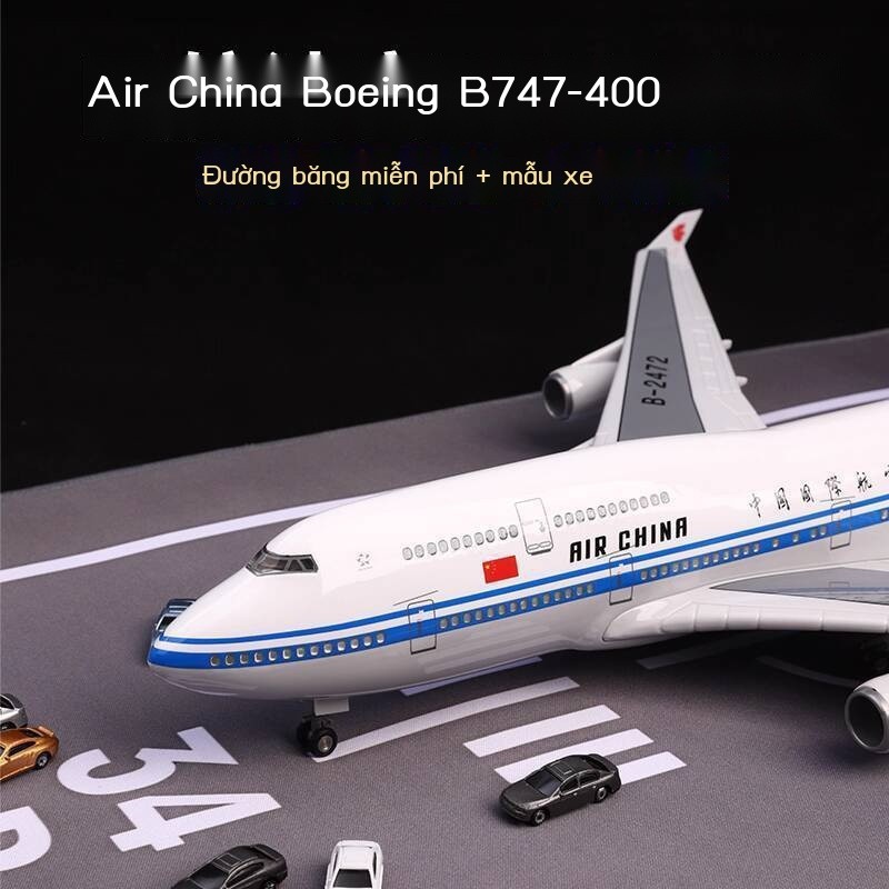 47cm Mô hình máy bay Boeing 747 của hãng hàng không China International Airlines, mô phỏng với bánh