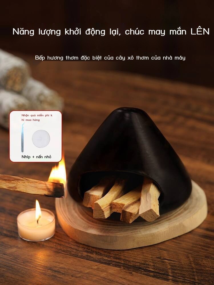 (Date mới) Lò liệu, gỗ thánh xô thơm, thanh lọc, chống từ trường, lò đốt hương gốm cao cấp, bếp nhỏ
