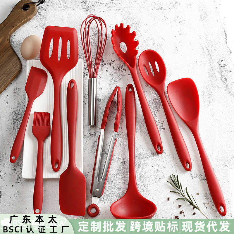 Thìa Silicon & Nhíp Nấu Ăn Nhà Bếp Thìa Năm Mảnh Nhà Bếp Nấu Ăn Đa Năng Thìa Silicon Bộ Thìa & Nhíp 