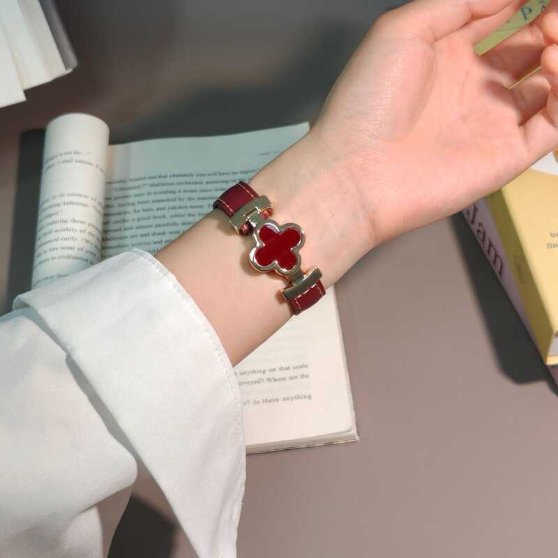 Thích hợp cho Huawei Watch gt6 / 5 / 4 / 3 / 2 Dây đeo từ tính cỏ ba lá bằng da thật 5 / fit3 / 44pr