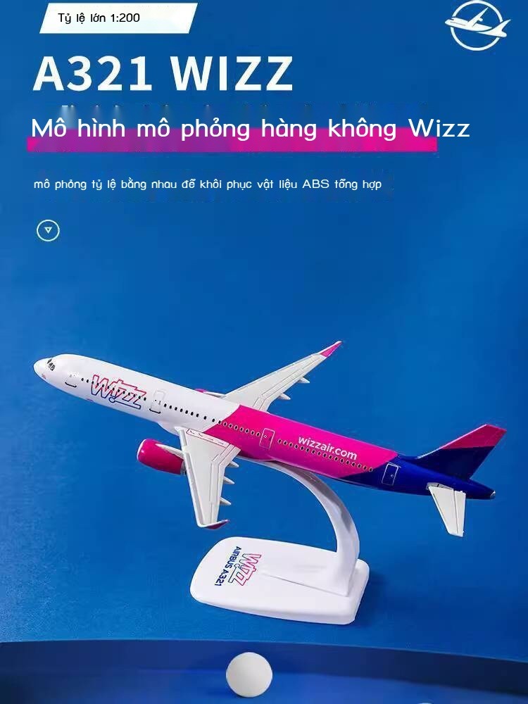 Mô máy bay phỏng A321neo hãng hàng không Wiz, mô hình lắp ráp B737max8, có sẵn, tỷ lệ 1:200