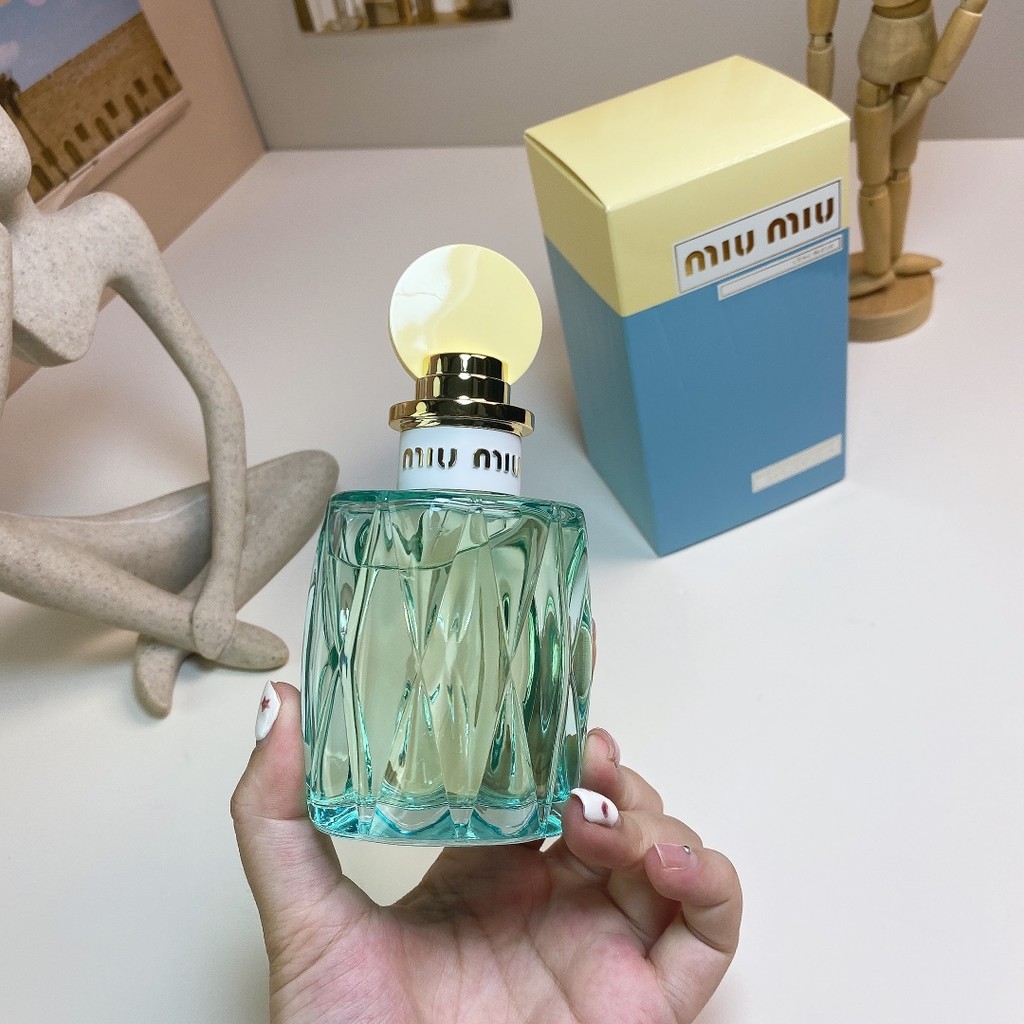 Ưu tiên❤  43miumiu Miao Miu Nước Hoa Miao Miu Cùng Tên Nữ Trong Suốt Màu Xanh Vàng Nắp 100ml Hương T