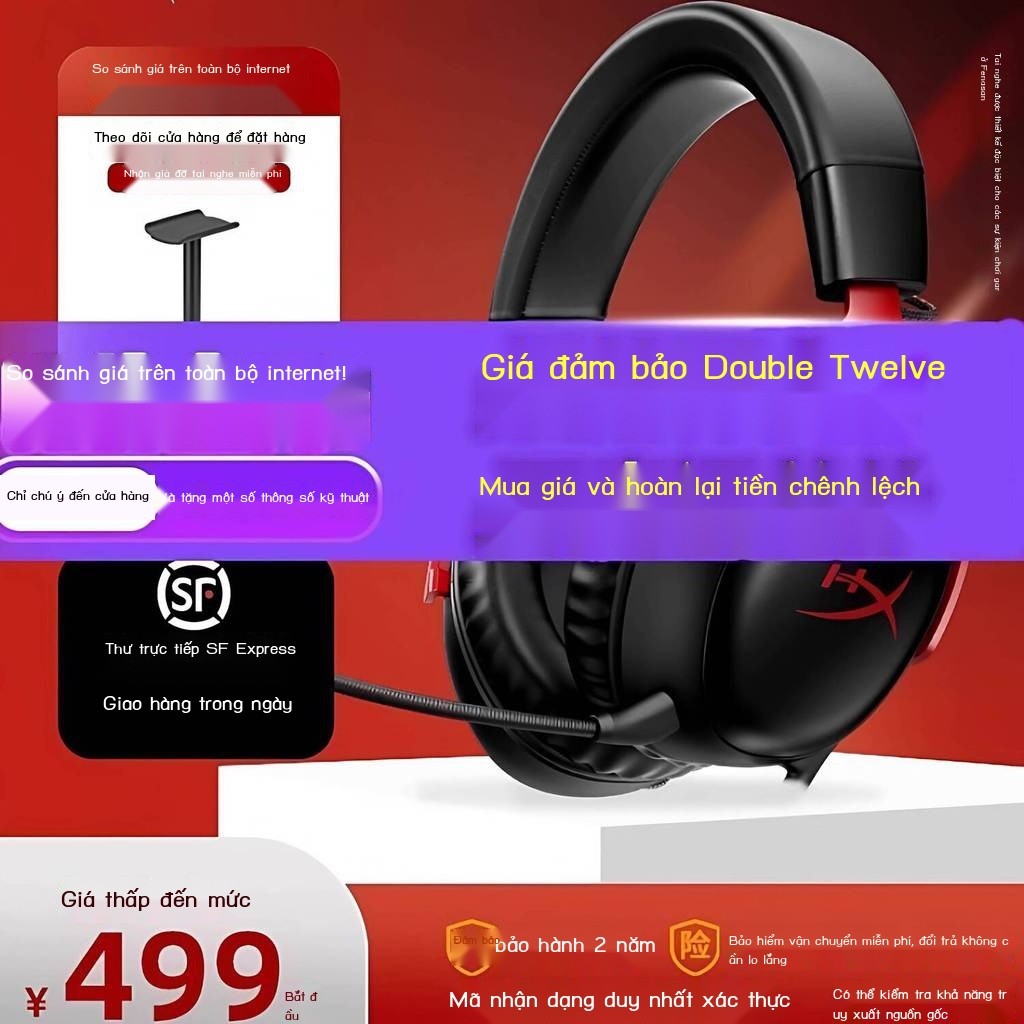 [ 𝐇𝐎𝐓 𝐃𝐄𝐀𝐋] Tai HyperX 3cloud3 Hurricane 3, nghe chơi game đeo tai với card hiệu ứng âm than