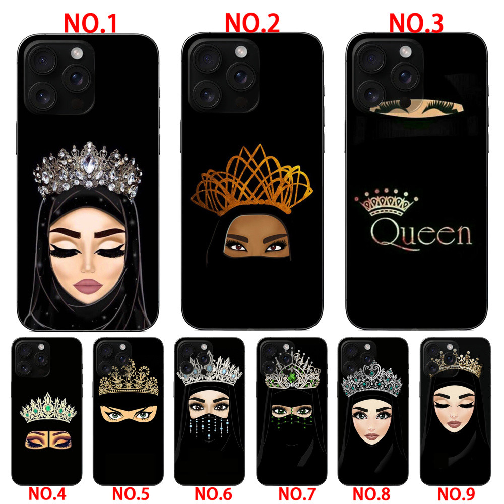 Hồi giáo Hồi giáo Gril Eyes Ả Rập Hijab Girl Queen Crown Ốp điện thoại cho iphone X XS XR 7 8 PLUS 1