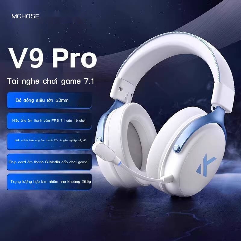 [ Giá SIÊU RẺ ] Tai chơi game MCHOSE V9 Pro, tai nghe chụp tai, Bluetooth ba chế độ, máy tính có mi