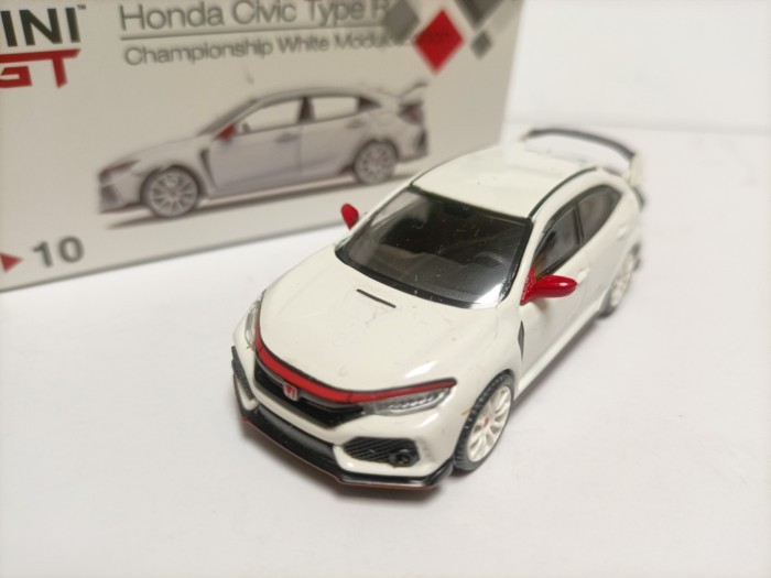 MINIGT 1 64 Honda Civic Car Model Civic Type R FK8 Champion Trắng Đỏ Đầu Trái Bánh Lái