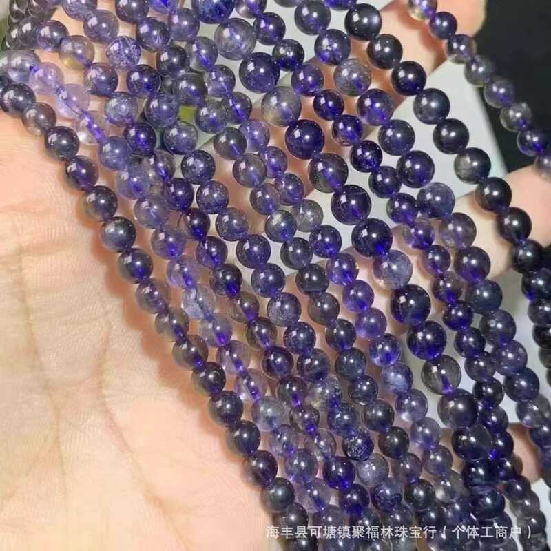 Vòng tay ba vòng đá tự nhiên iolite và tanzanite, có hiệu ứng ánh sao mắt mèo