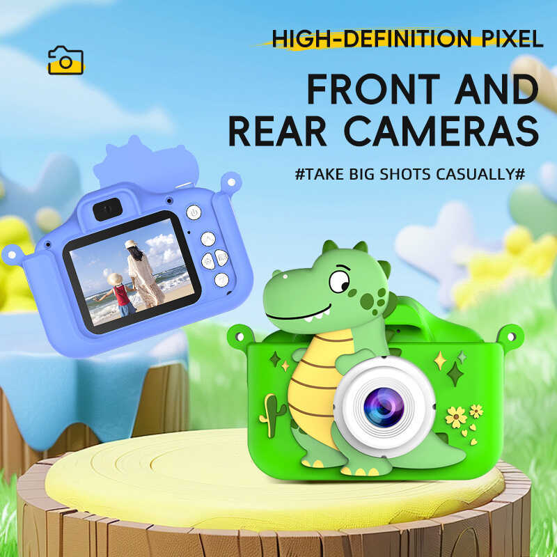 X 5S Khủng Long Máy Ảnh Kỹ Thuật Số Đồ Chơi Trẻ Em Hoạt Hình Dễ Thương HD Phía Trước Phía Sau Camera