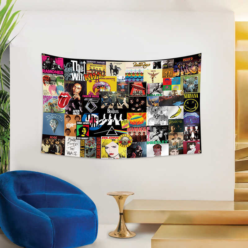 Music Studio Rock Old Singer Band Bộ sưu tập Album nhạc Poster Tấm thảm Trang trí độc đáo
