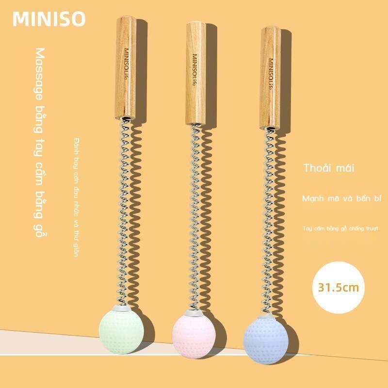 Búa massage Miniso có tay cầm bằng gỗ, lưng, gậy massage, búa sức khỏe, giao hàng miễn phí