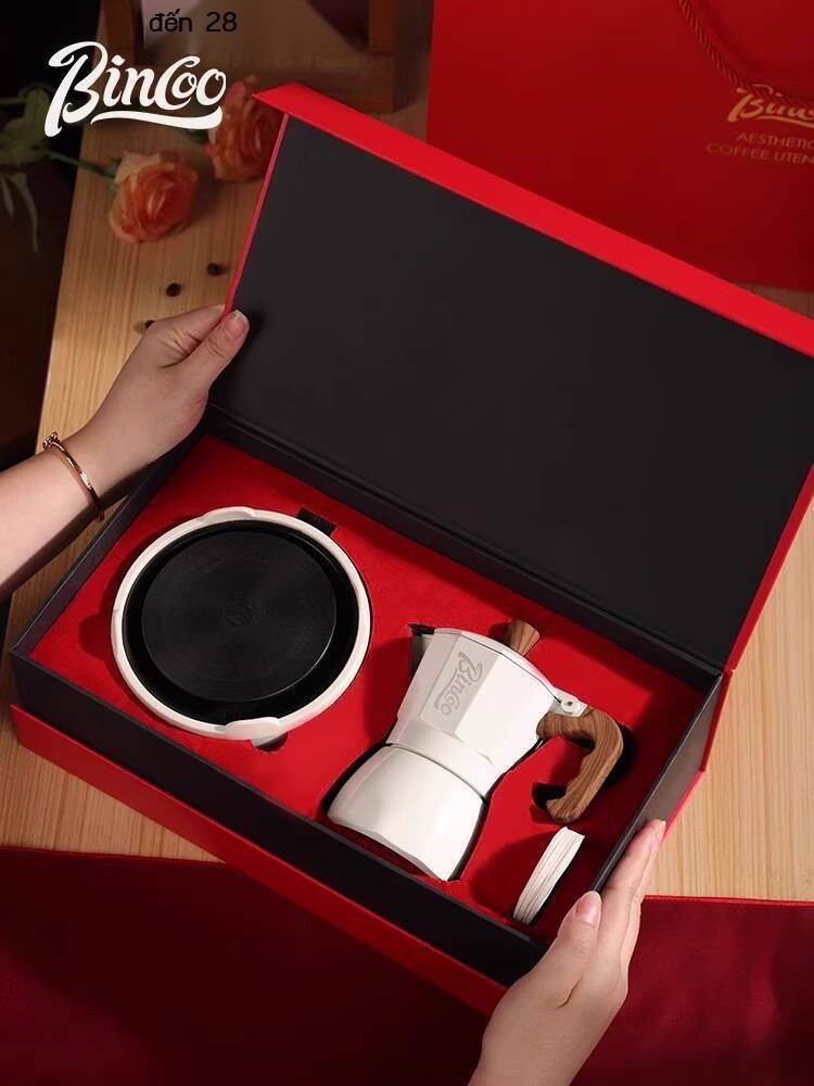 [Đa Năng] Bộ Moka Pot Bincoo hai van, quà tặng ngày lễ, máy pha cà phê espresso Ý nhỏ