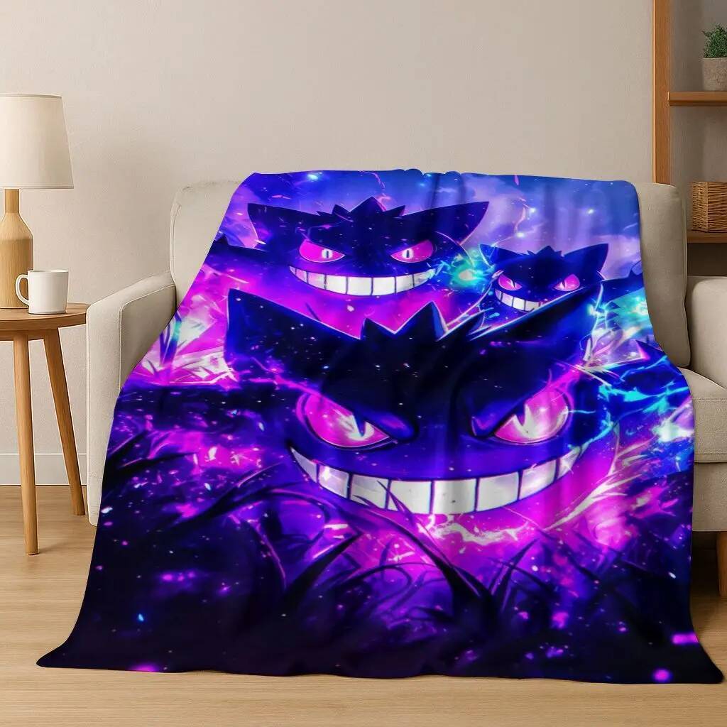 3D Gengar Pokemon Hoạt Hình Quà Tặng Chăn Flannel, Ấm Áp Và Ấm Áp Mềm Ném Chăn Cho Gia Đình Phòng Ng
