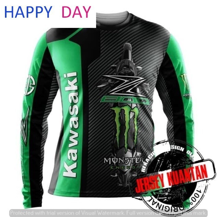 Áo Kawasaki Z800 Xanh Dài Tay Mùa Hè Mới Dài Tay Top Nam Nữ Áo Tee