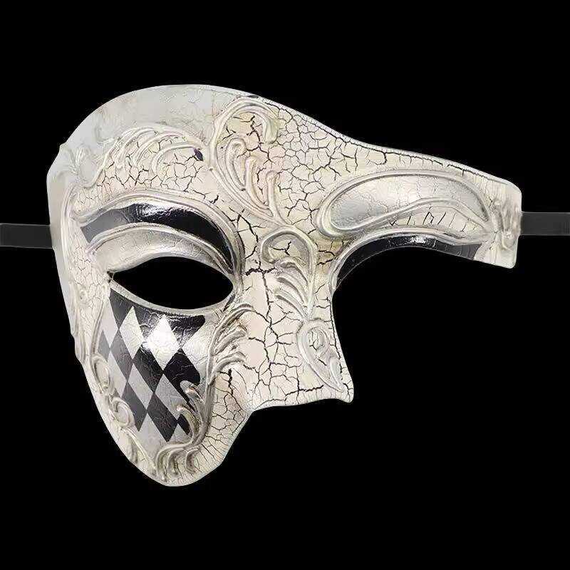 Mặt nạ kẻ sọc Venice Nửa mặt Tiệc Halloween Ngày Hóa trang Retro Ý Phantom Opera Mask
