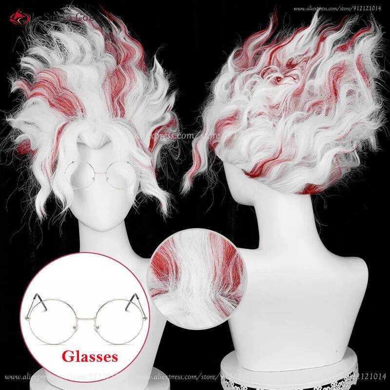C Mới Okarun Occult Kun Cosplay Tóc Giả 42Cm Ngắn Bạc Trắng Đỏ Tóc Giả Cosplay Anime Tóc Giả Chịu Nh