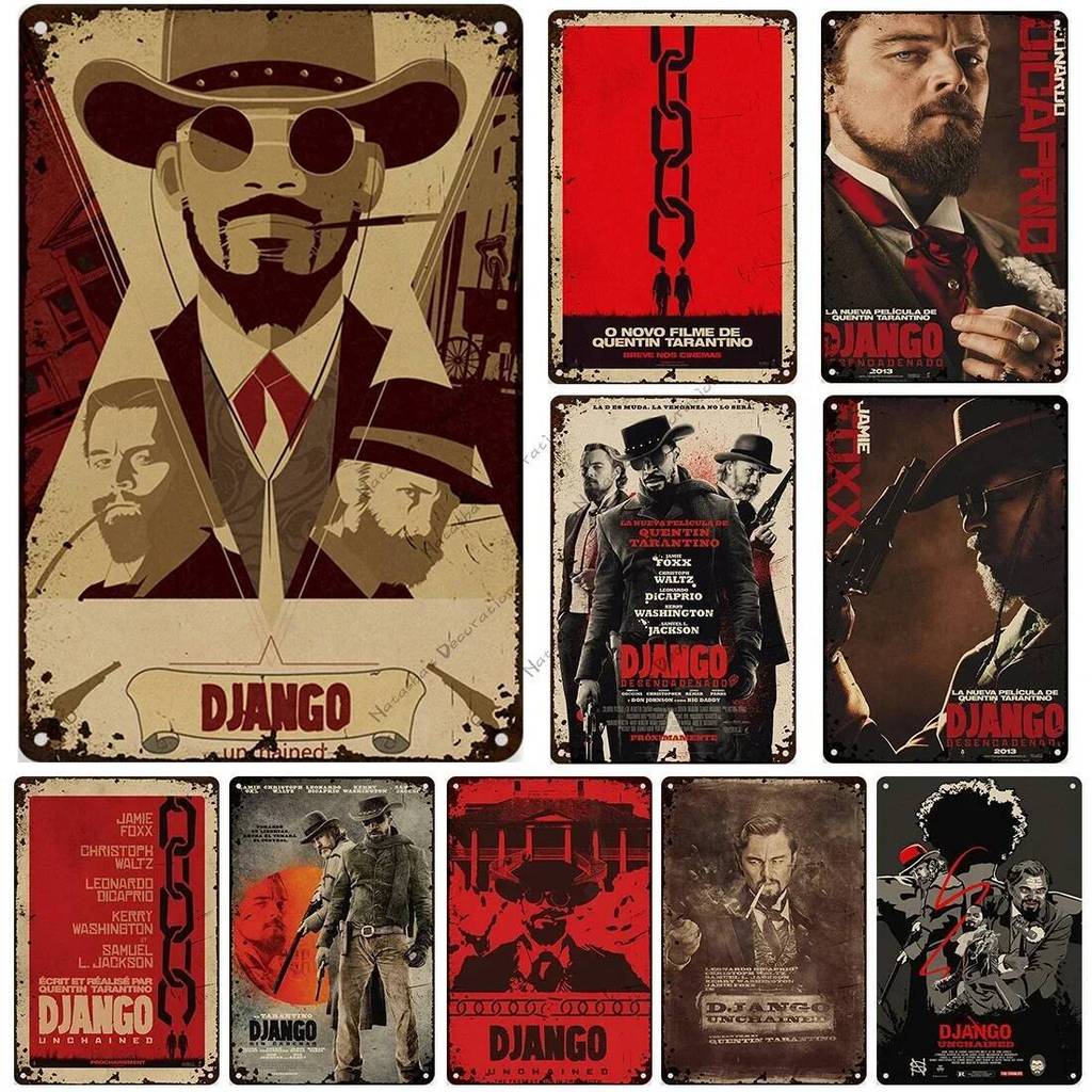 Quentin Tarantino Phim Django Unchained Tấm Kim Loại Retro Poster Kim Loại Tín Hiệu Thanh Câu Lạc Bộ