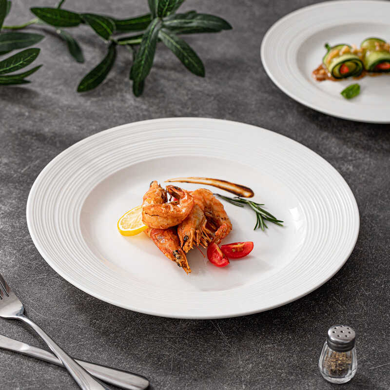 Nguyên Chất Trắng Gốm Pasta Đĩa Nhà Hàng Phương Tây Bộ Đồ Ăn Đĩa UFO Mũ Đĩa Bát Pasta Đĩa Súp Phương