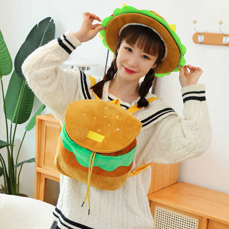 Hoạt Hình Hoạt Hình Túi Burger Trẻ Em Sang Trọng Túi Đồ Chơi Burger Mũ Ngộ nghĩnh Mới Lạ Ba Lô Daron
