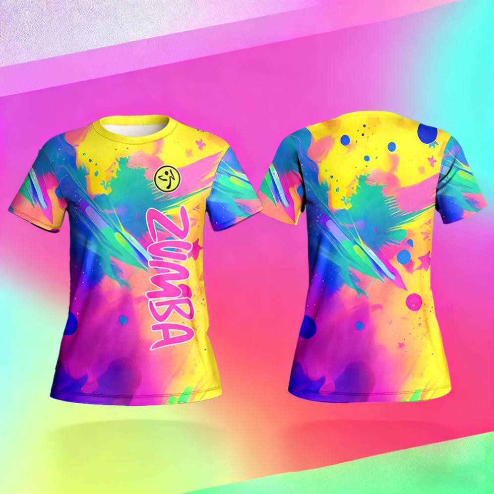 Zumba Wear Unisex cổ tròn tay ngắn cho nam nữ - áo thun thoáng khí và mềm mại dành cho khiêu vũ thể 