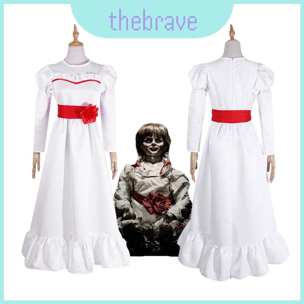Sáng tạo mê hoặc Annabelle Halloween Búp bê kinh dị Váy trắng cho bé gái Người lớn và
