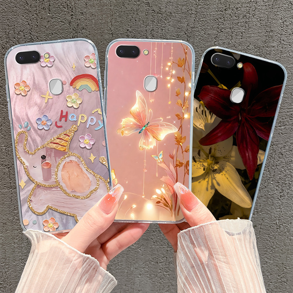 Dành Cho OPPO R11 R11 + R11S R11S + Vỏ Bướm Lấp Lánh Cầu Vồng Bền Chống Trơn Trượt Bảo Vệ Silicon Mề