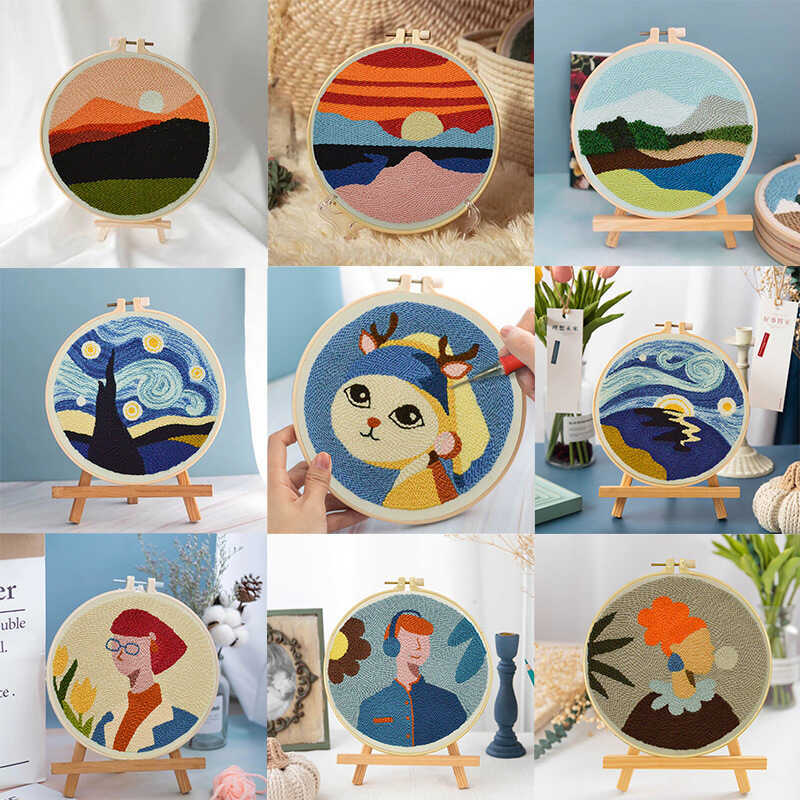 2022 Tem Thêu Tem Thêu Tự Làm Chất Liệu Gói Handmade Len Tem Thêu Bộ Handmade Lớp Tự Làm