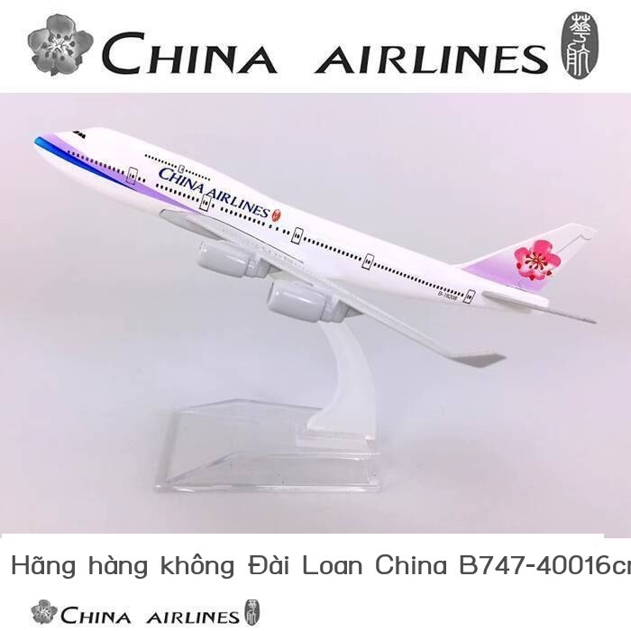 Mô hợp kim 16cm B747-400, hình máy bay tĩnh mô phỏng của hãng hàng không Đài Loan China Airlines