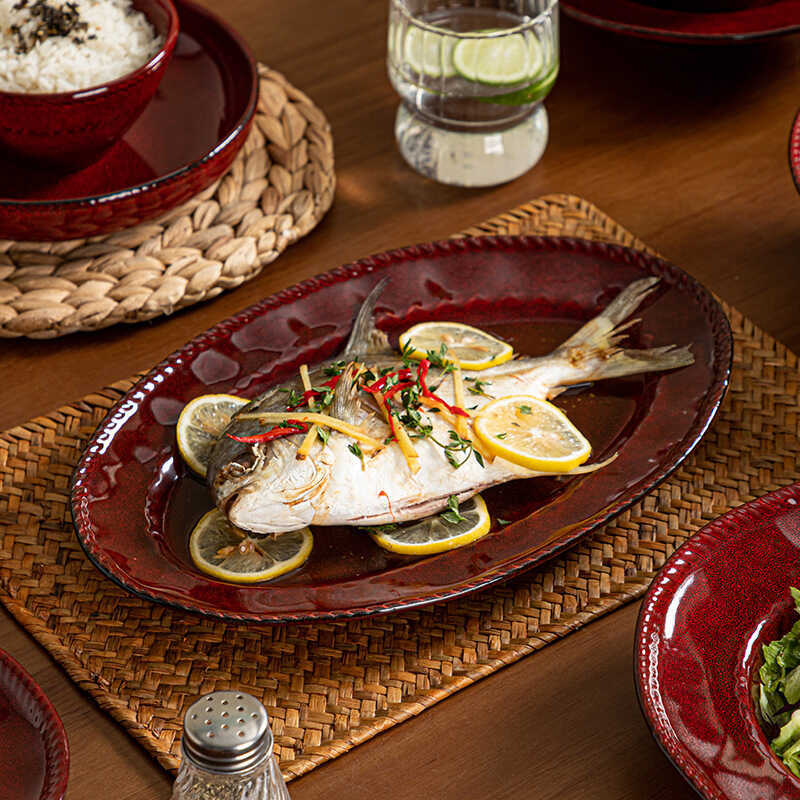 Magiê Nướng Nhật Bản Đĩa Cá Hộ Gia Đình Hấp Cá Đĩa Ăn Lớn Đĩa Ăn Bộ Đồ Ăn Cao Cấp Đĩa Hình Bầu Dục H