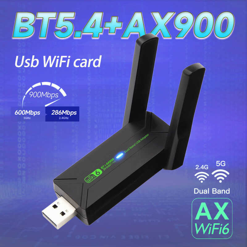 WiFi6 Ổ đĩa AX900M Bluetooth Card mạng không dây Máy tính để bàn Bộ thu mạng USB 5.4 Bộ chuyển đổi B