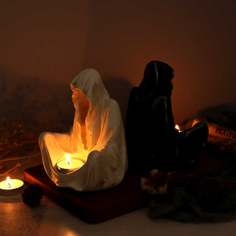 Halloween Wizard Candle Holder Cloak Dark Wind Cloak Candle Holder Hộ gia đình Halloween Ngôi nhà ma