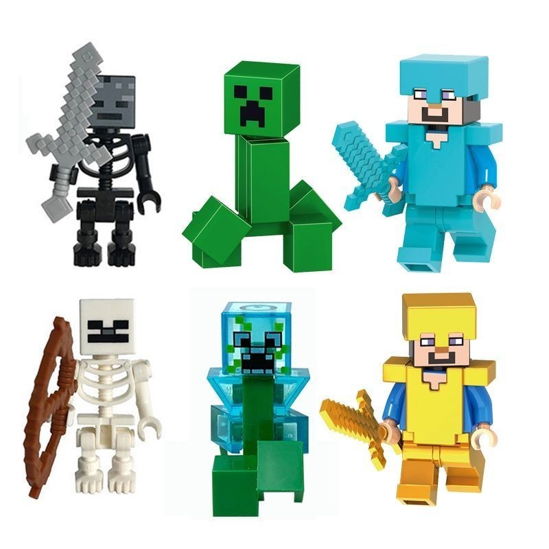 Minecraft Tương Thích với LEGO Skeleton Lightning Creeper Steve Zombie, Khối Xây Dựng Đồ Chơi Quà T