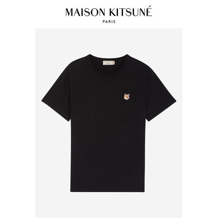 Maison Kitsune Thời Trang Và Thoải Mái Cotton Nguyên Chất Thêu Cáo Nhỏ Áo Thun Ngắn Tay Hợp Thời Tra