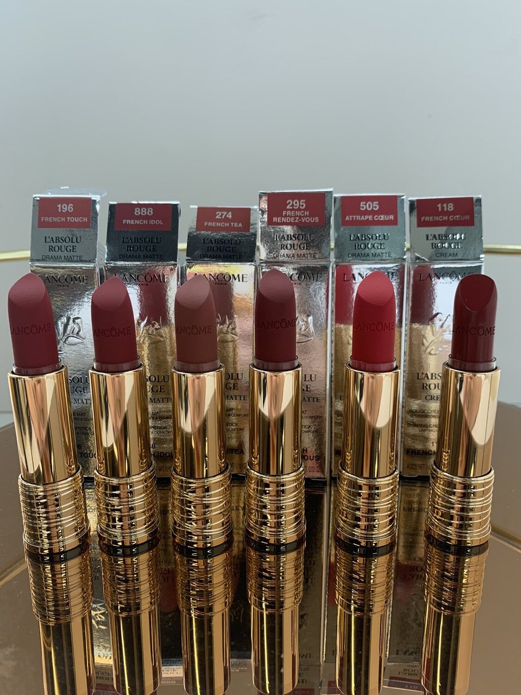 Bán hàng trực tiếp thời trang Đặc biệt / Son môi ống đen thắt lưng nhỏ Lancome 38Số màu Matte 196 #,