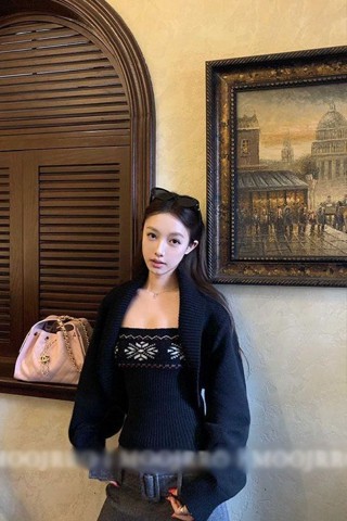  Áo ghi lê & Quần đan bộ đồ hai mảnh nữ - Phong cách Giáng sinh 