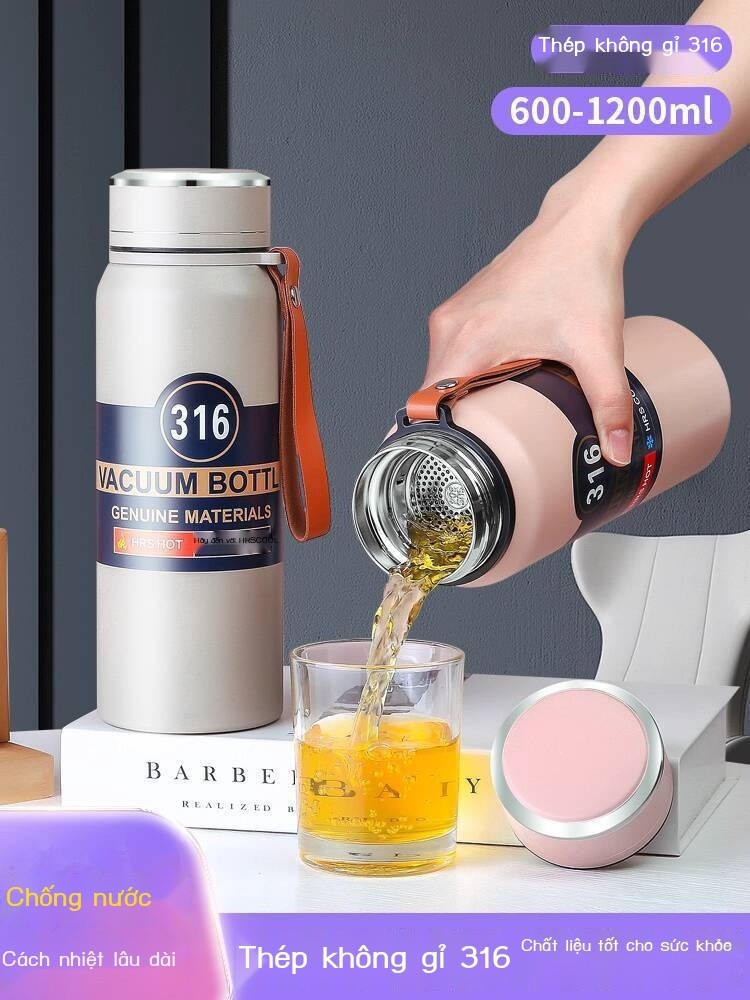316 Cách Nhiệt Thép Không Gỉ Bình Dung Tích Nam Nữ Trà Di Động Ly Nước Ngoài Trời Lớn 2 Lít