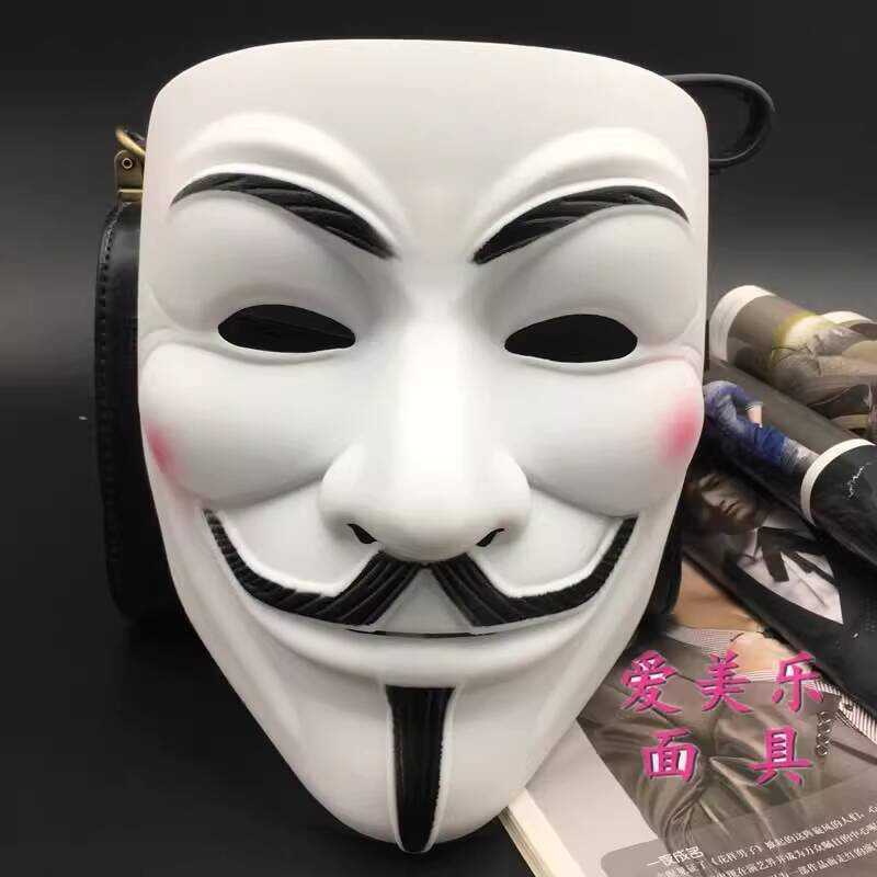 Hacker Mask Hacker Mặt nạ hình chữ v Full Face Nam Halloween cos Hóa trang Đảng Người lớn Mặt nạ dự 