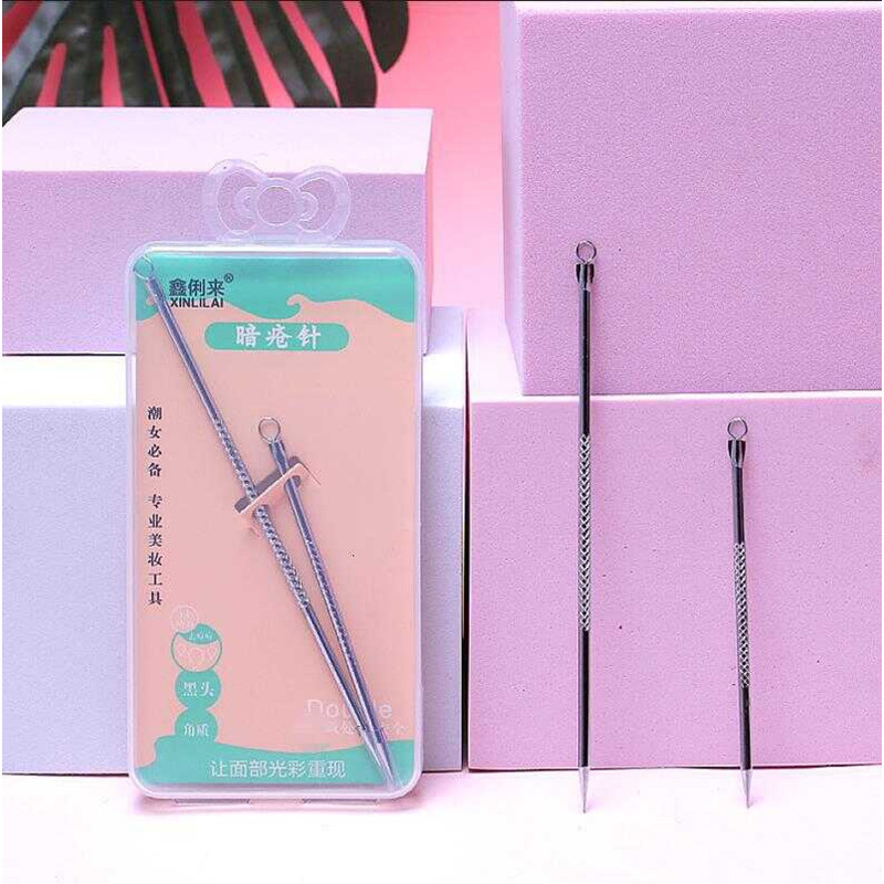Bộ kim trị mụn 2 mảnh Scratch Blackhead Acne Needle Beauty Salon Pick Acne Handy Tool Loại bỏ mụn tr