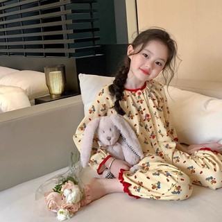 Bé gái phong cách mục vụ ở nhà Bộ quần áo mùa xuân và mùa thu quần dài tay mới trẻ em bé bé g