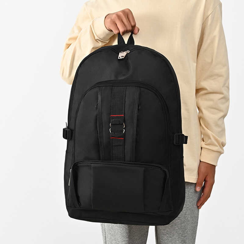 Ba lô vải màu đen Ba lô du lịch giải trí Đại học Học sinh trung học Túi đi học Công suất lớn Túi leo