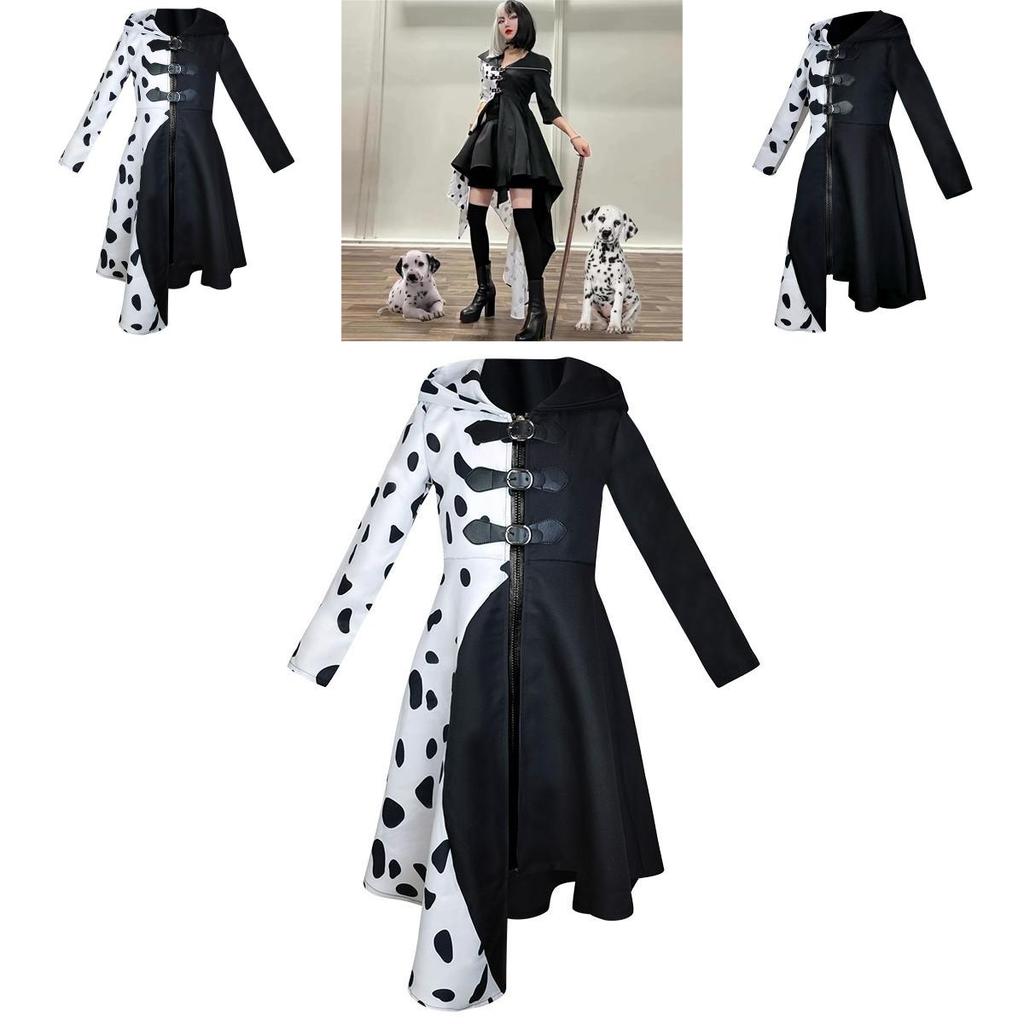 Black Dalmatians 101 Và White Witch Cruella De Vil Dress Cosplay