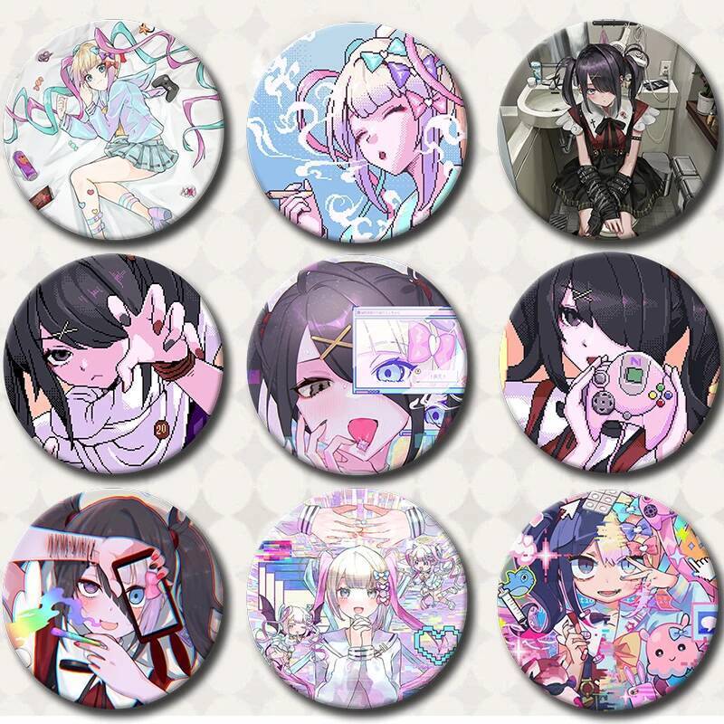 58MM Mới Needy Girl Overdose Game Ame Anime Nút Pin Kawaii KAngel & Ame-Chan Trâm Cài Cosplay Huy Hi