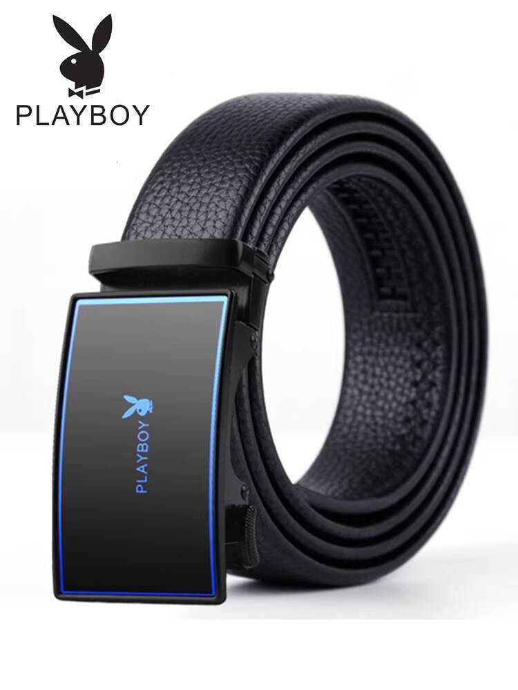 [Mẫu mới] Thắt nam chính hãng Playboy, thật, đa năng, da bò nguyên chất, khóa tự động, dành cho giớ