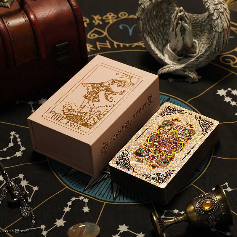 Chính Hãng Tarot Tarot Lá Vàng Hoa Hồng Vàng Tarot Tarot Phổ Biến Tarot Nhựa PET Chống Thấm Nước Tar