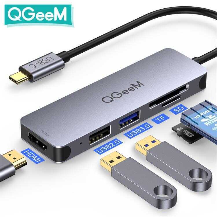 QGee trong One Type-C Docking Station Hub usbhub Tương thích với Lightning 3SD / TF Card Đọc nhiều g