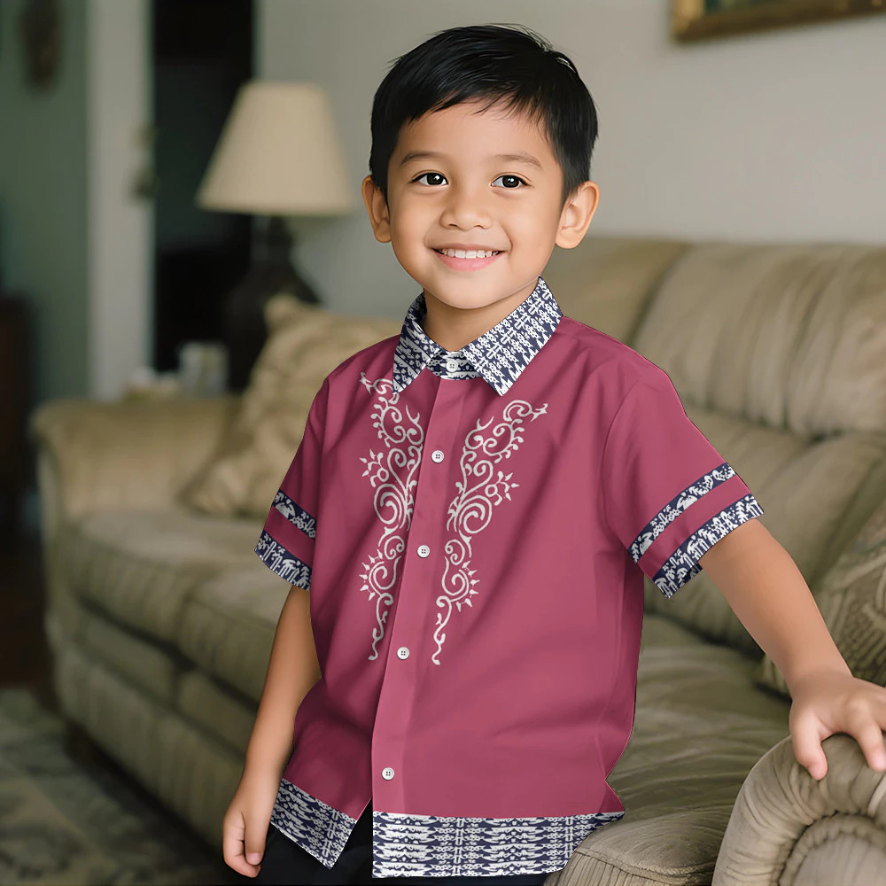 (JING01) 2025 Buwan ng Wika Celebration Ombre Trắng Đen Trẻ Em Barong Tagalog Tay Ngắn Tập Đi 3D Thă